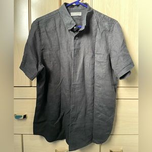 Everlane Men’s Linen Short-Sleeve Shirt - Medium - Black